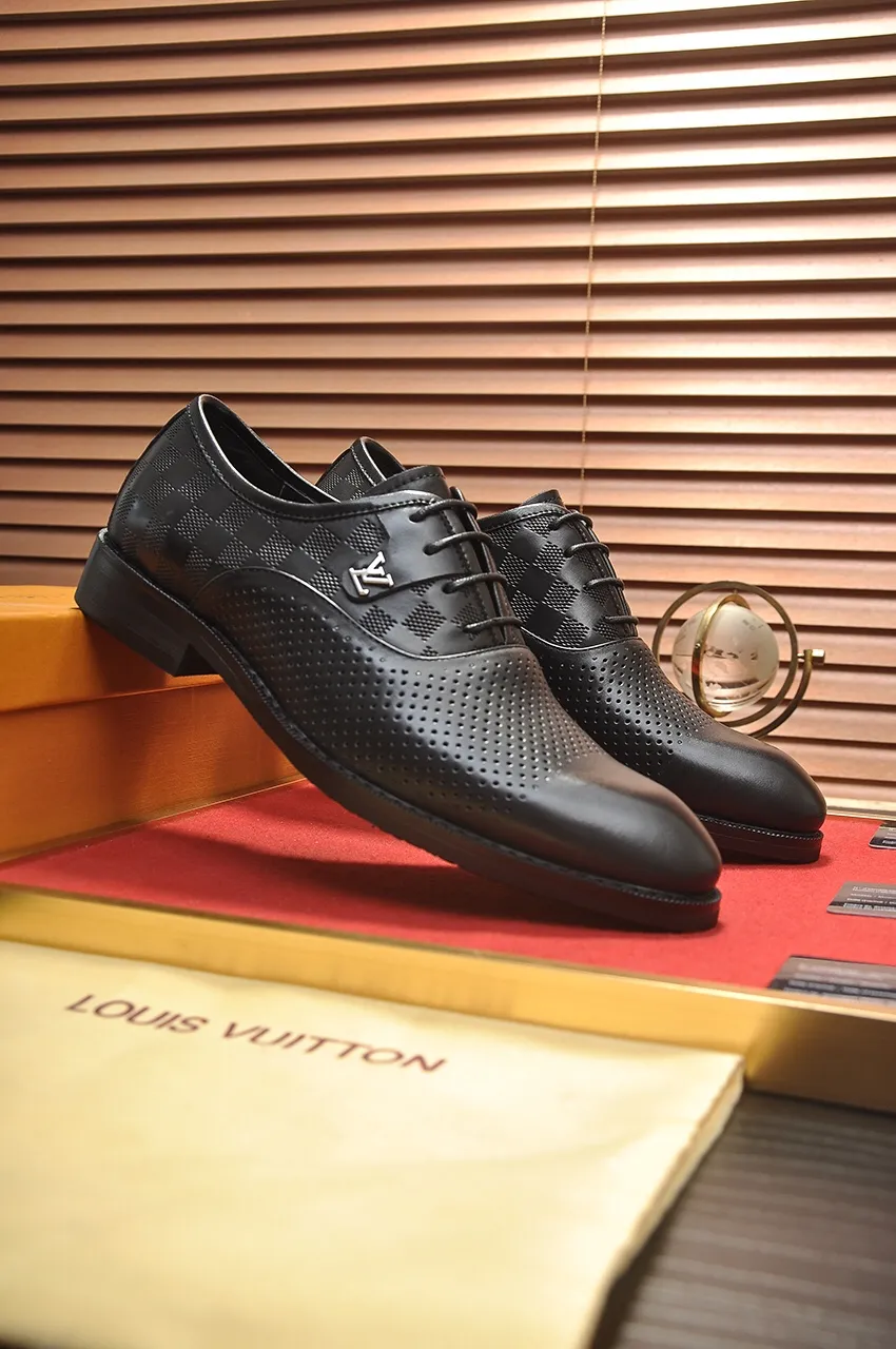 Men's shoes💰460💶【LOUIS VUITTON】(sheepskin lining) new cowhide LV formal shoes🎩🎩❗️🆘made one to one at the counter🎩original quality, imported cowhide upper➕full sheepskin lining➕original rubber outsole, {high quality visible}👣Size: 38-45 (45 custom-made)